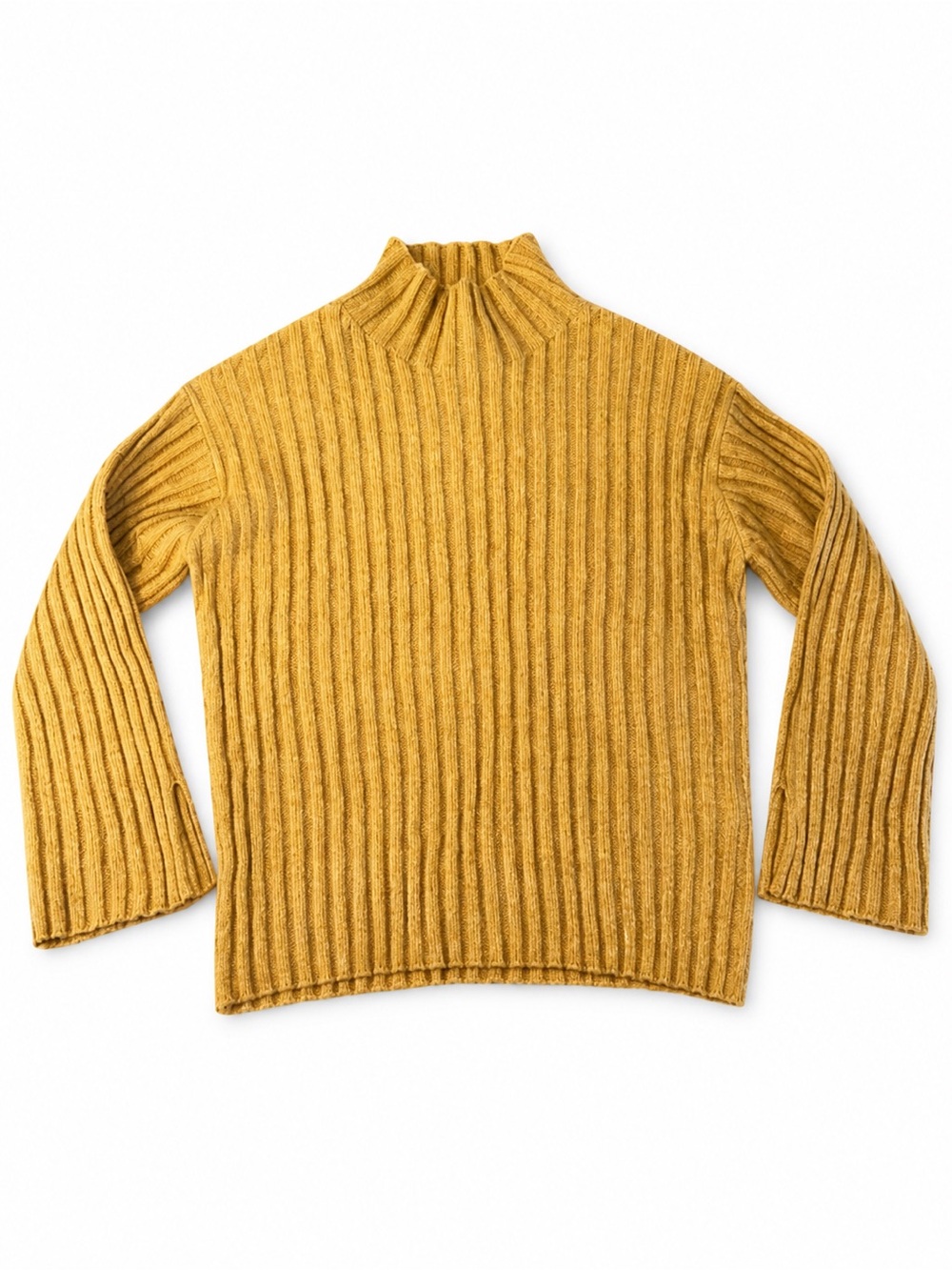 GENERATION K Sweater Small Knit Camel Cowl Neck Soft Ribbed Stretch cottagecore